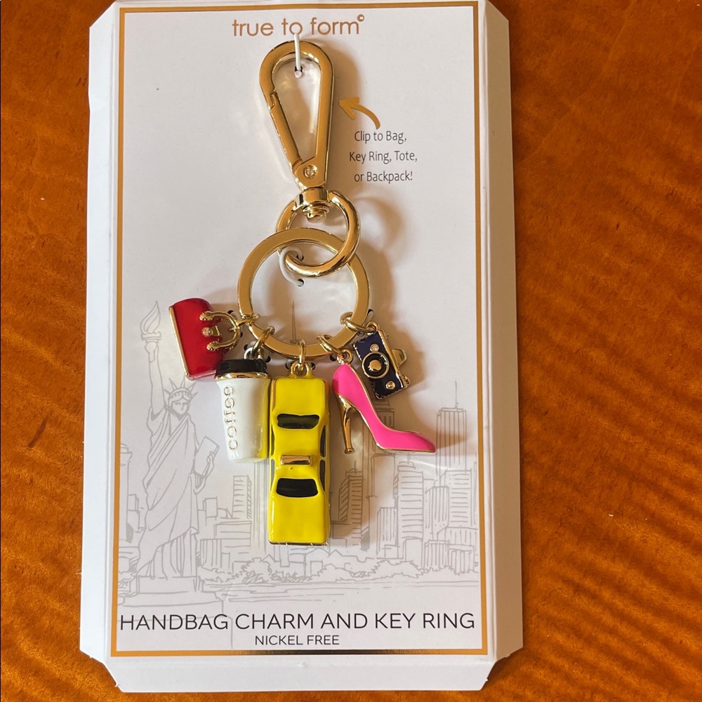 True to Form Gold and Yellow Handbag Charm Key Ring